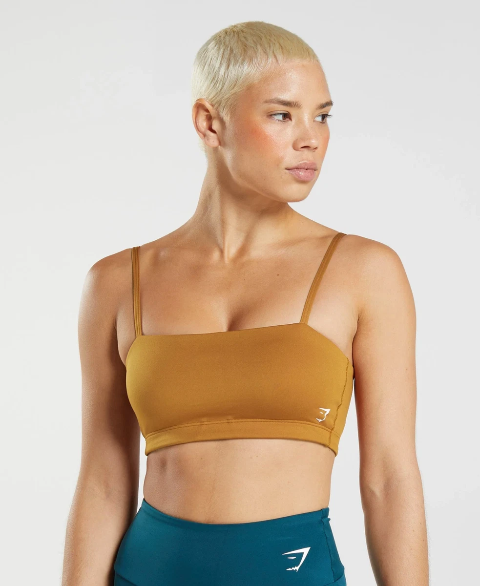 NEW Gymshark Women's Square Neck Bandeau Sports Bra in Nutmeg