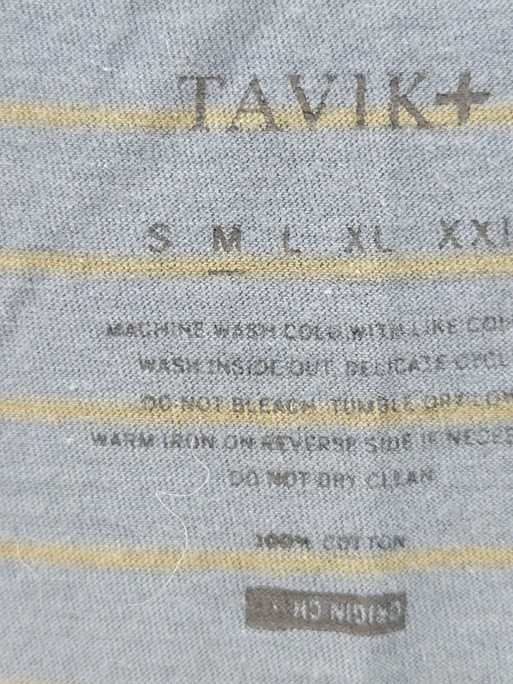 Camisa Tavik Para Hombre Mediana Azul Rayas Manga Corta Cuello Redondo Informal Exterior Foto 3 de 4