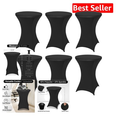 Durable 6 Pack Stretch Tablecloth for Round Highboy Tables - 30-32'' Diameter