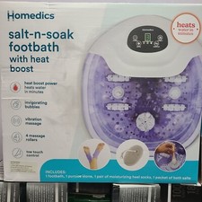 NIB Homedics Salt-N-Soak Footbath with Heat  4 Massage Rollers - Boost Foot Spa