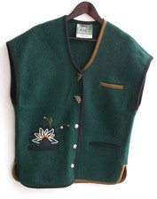Ladies' traditional waistcoat green with motif size 38 by Wesenjak