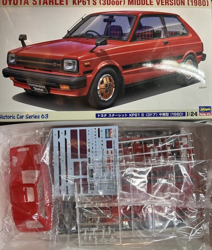 KP61スターレット1/24完成品 1/24 Toyota Starlet KP61 S (3 door) mid model 1980 model kit