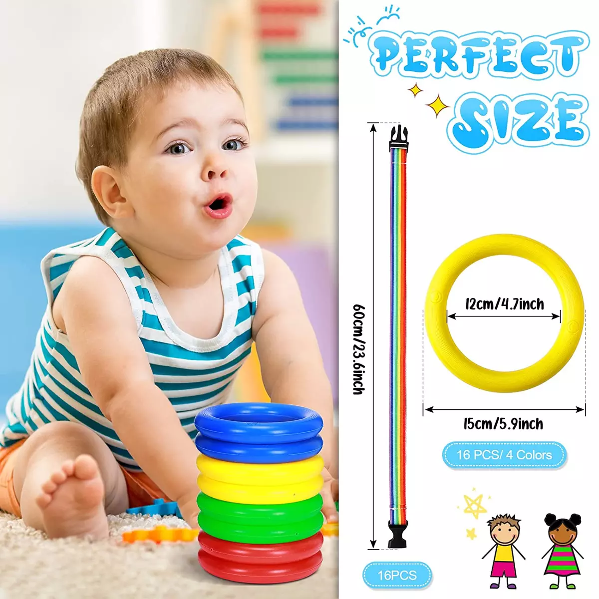 16 Pcs Toddlers Walking Ropes Preschool Walking Rope for Kids Colorful Line  Safe