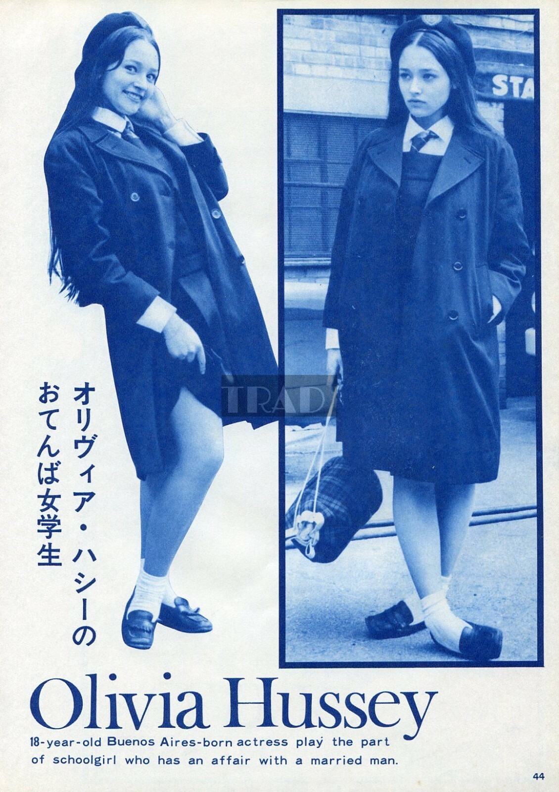 OLIVIA HUSSEY at Age 18 1969 Vintage JPN Picture Clipping 2-SHEETS #lj/p