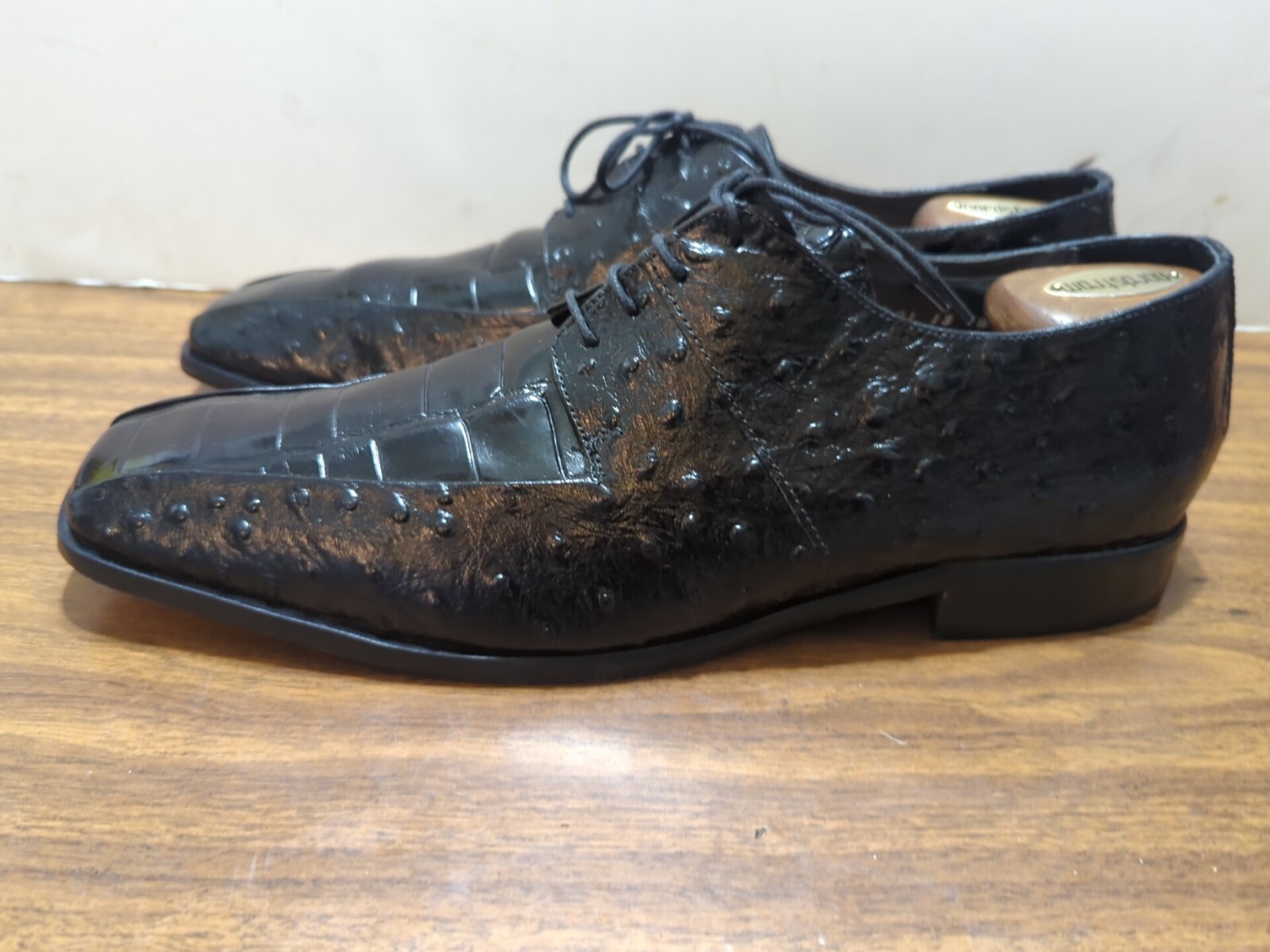 SAOLA Tomaia e suola in pelle Stacy Adams 13 W Oxford nera made in India #31