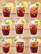 Kawaii Cola Vinyl Die Cut Stickers Set Scrapbooking Laptop Waterbottle
