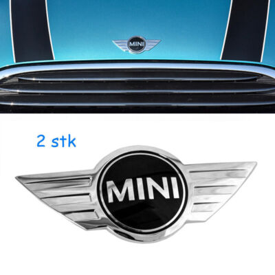 2x Für Mini Cooper Motorhaube Hinten Panel Heckklappe 3D Wings Logo Emblem+