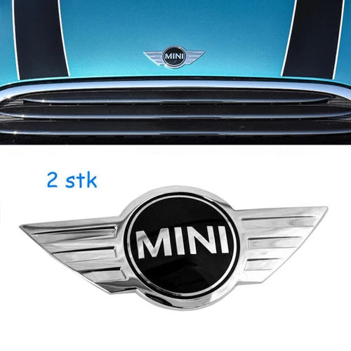 2x Motorhaube & Heckklappe Emblem Mini Cooper Schwarz/Silber Metall 12 cm DE - Bild 1 von 10