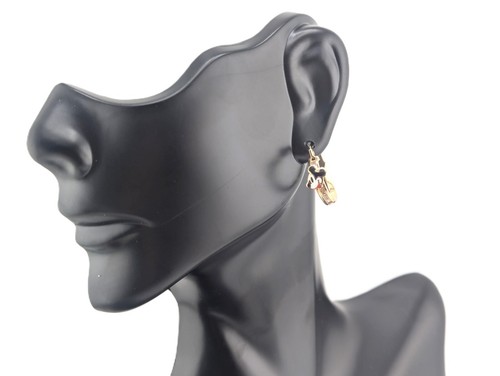 Women's 14k Gold Mickey Mouse Cubic Zirconia Novelty Earrings with Hoop Closure - Picture 5 of 9