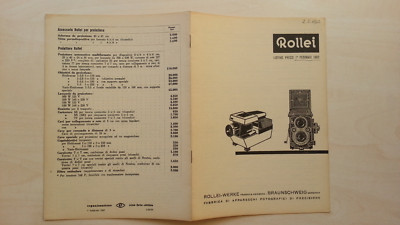 ROLLEIFLEX - 1962 PRICE LIST ROLLERS - 8/17