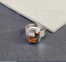 Oyster Turquoise 925 Sterling silver Band Statement Ring Handmade All Size C605