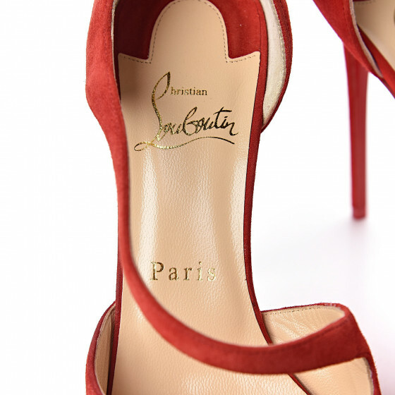 Christian Louboutin Pumps Catchy Two Peep Toe Sandals Red Suede
