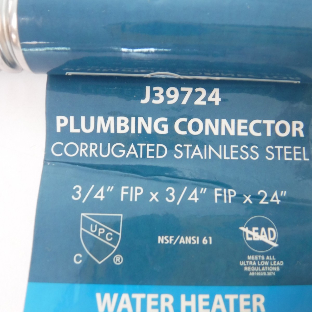 ジェイソン　3/4 Jones Stephens SS Corrugated Water Heater Connector J39724 3/4