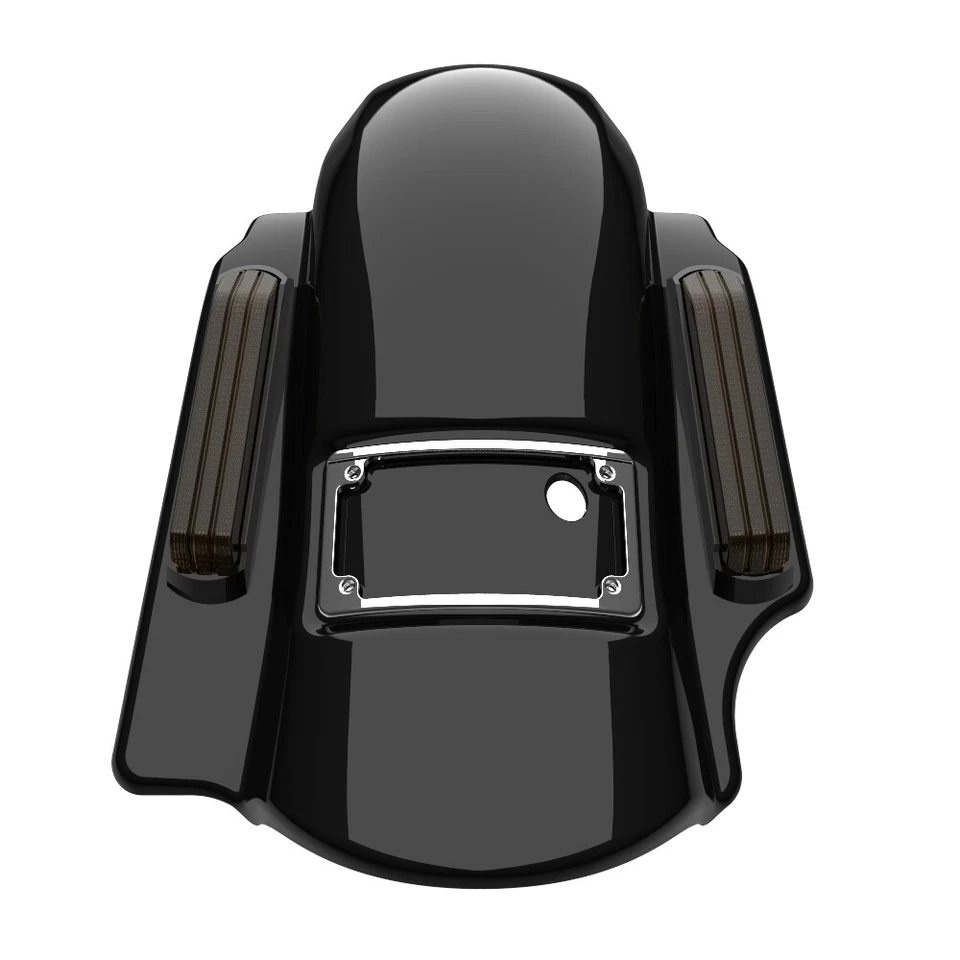 Guardabarros trasero extendido Vivid Black 2 en 1 Dominator para Harley 2014+ Foto 2 de 4