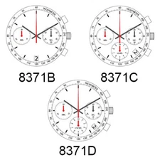 Genuine ISA 8371 (6371) Hands Chronograph Watch Movement