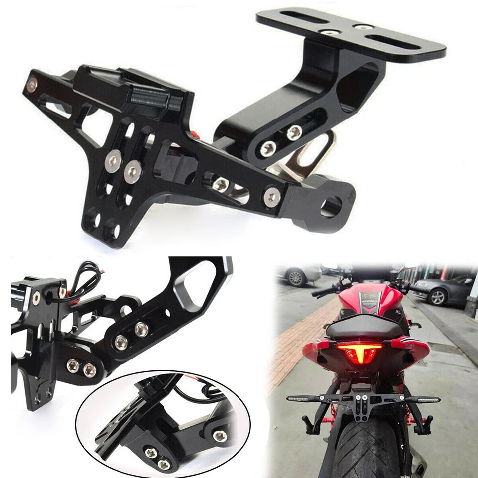 Motos Support de Plaque d’Immatriculation Universel Aluminium Moto Scooter Quad - Photo 1/4