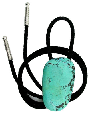 127.85 Carat Blue Spiderweb Turquoise Cabochon Cab Bolo Tie EBS3647/112123