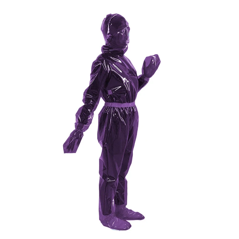 Plastic Full Body Suit Sexy See-through Clear PVC Long Sleeve Hooded Jumpsuit  - Image 4 of 4