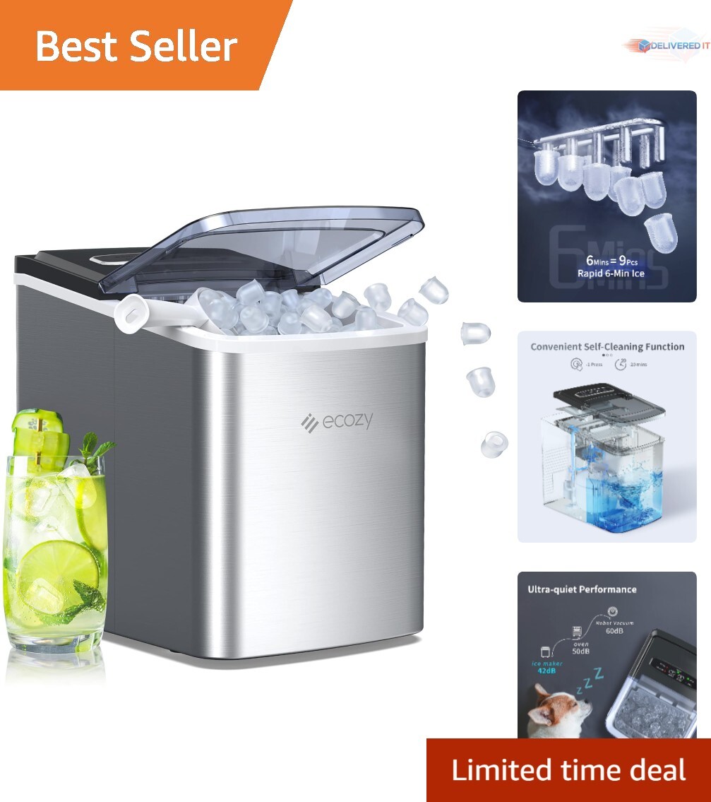 Portable Stainless Steel Ice Maker 26.5 lbs Self-Cleaning for Home Bar Party Countertop-image