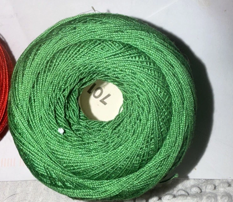 2 Crochet 100% Cotton 1 Red And 1 Green No 20 Cebelia 50g 405 Yds Colors 999 701 - Image 2 of 4