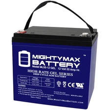 Mighty Max ML55-12 GEL - 12V 55AH GEL, INT Terminal Rechargeable SLA AGM Battery
