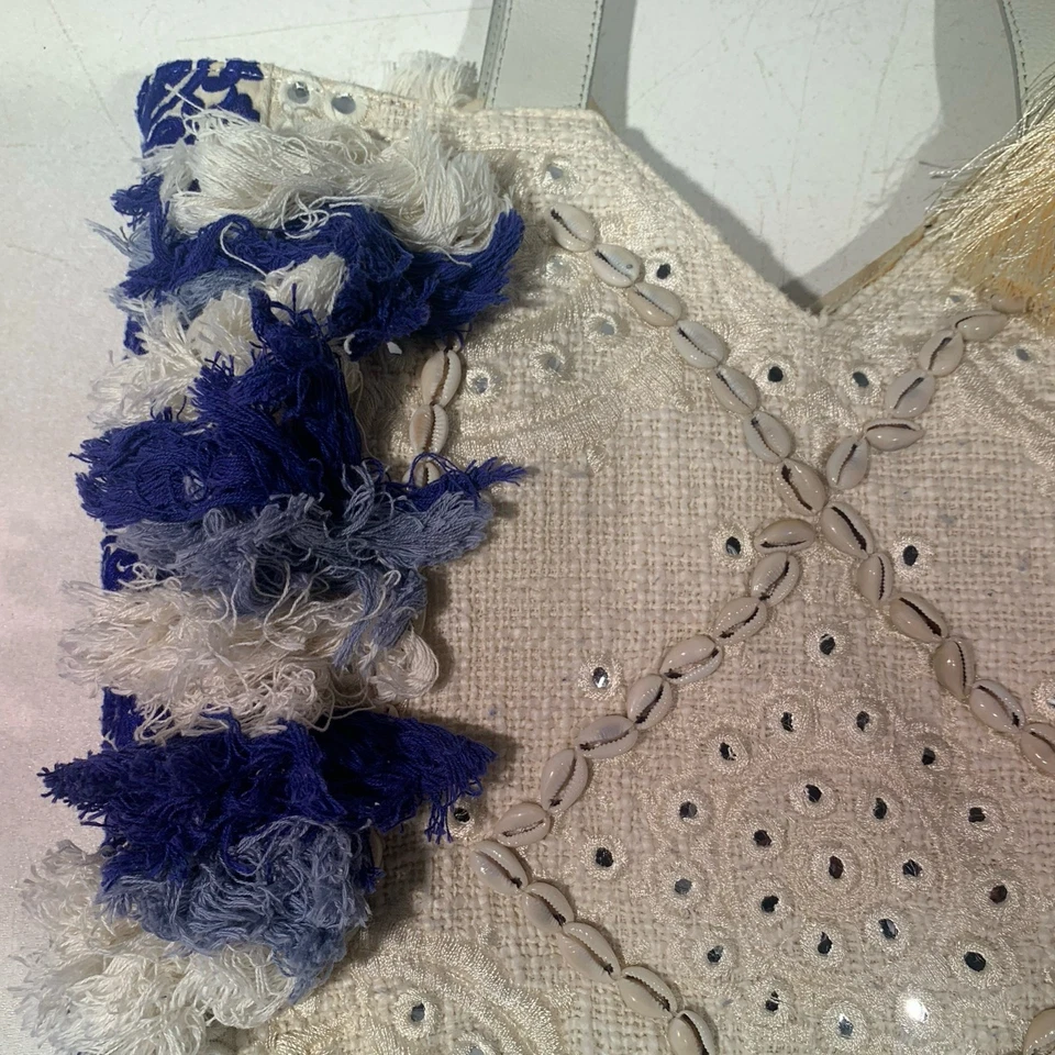 Bolso de Mano Sam Edelman Cuero Crochet Bordado Adornado Cartera de Hombro Foto 3 de 4