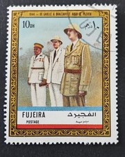 TIMBRE STAMP FUJEIRA 1972 DE GAULLE  A BRAZZAVILLE AVEC R PLEVEN 1944