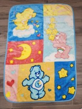 Vintage Care Bears Blanket Baby Blue 43  X 30  