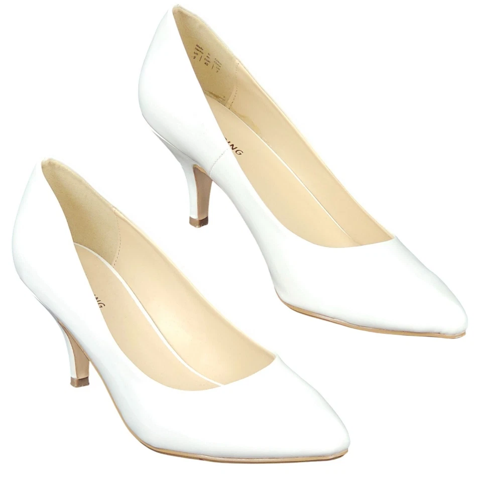 Dressy Office Workwear Business Casual Elegant Modern Chic White 3" Pumps US 9 - Image 4 of 4