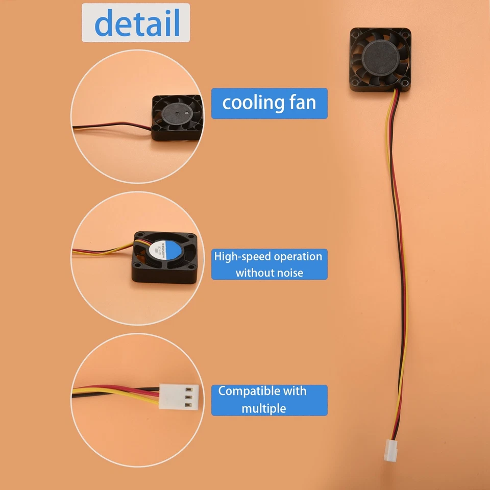 2 Pcs 3 Pin 40mm Square PC Computer Cooling Fan DC 12V Black C5M49301 - Image 3 of 4