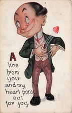 Valentines Day Fred Cavally Artist Drawing Love Romance Heart Vtg Postcard I23