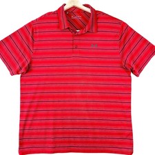 Under Armour Polo Shirt Mens 2XL Red Stripe HeatGear Golf Performance Top Loose