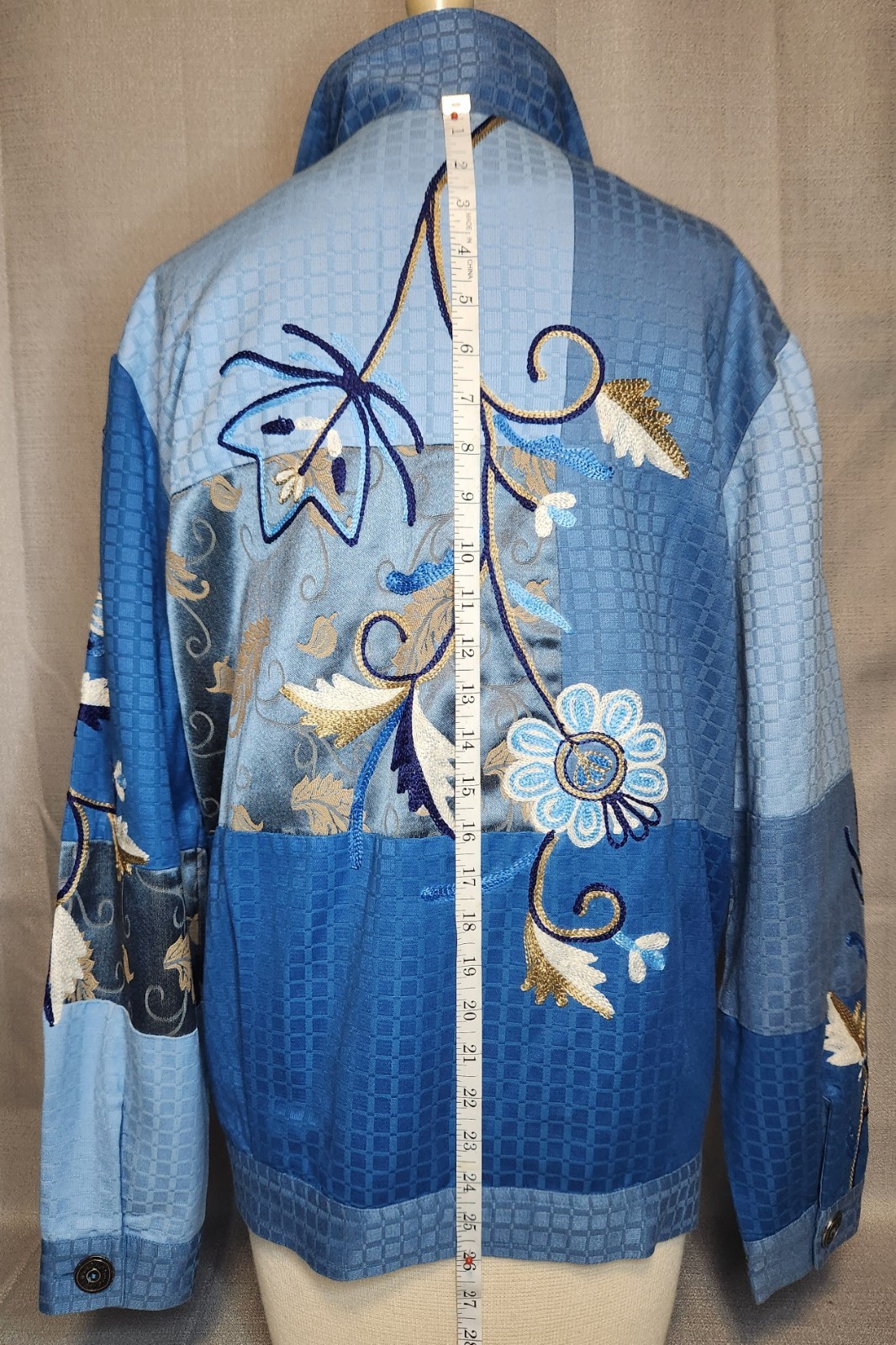 1990s Indigo Moon Patchwork Embroidered Floral Sh… - image 7