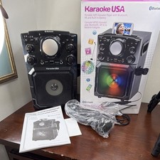 Karaoke USA GQ410 Portable Karaoke System Bluetooth Rechargeable Speaker USB Mic
