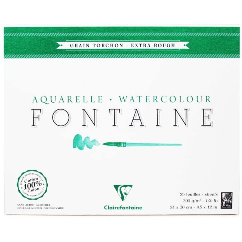 Bloc aquarelle Fontaine grain torchon 24x30 cm idéal paysages et carnets de voyage