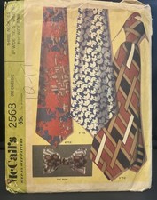 Cravate large homme années 70 4" 5" et nœud papillon vintage motif couture McCalls 2568 coupe/uncu