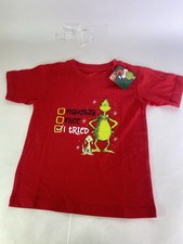 Dr Seuss The Grinch Christmas Naughty Nice Red Tee T-Shirt Boys Girls Size 3T