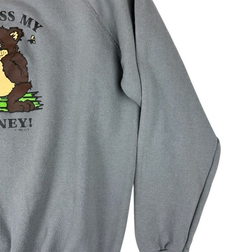 Felpa Orso Vintage Grigio "I Miss My Honey" Unisex L Cottagecore Girocollo - Foto 3 di 7