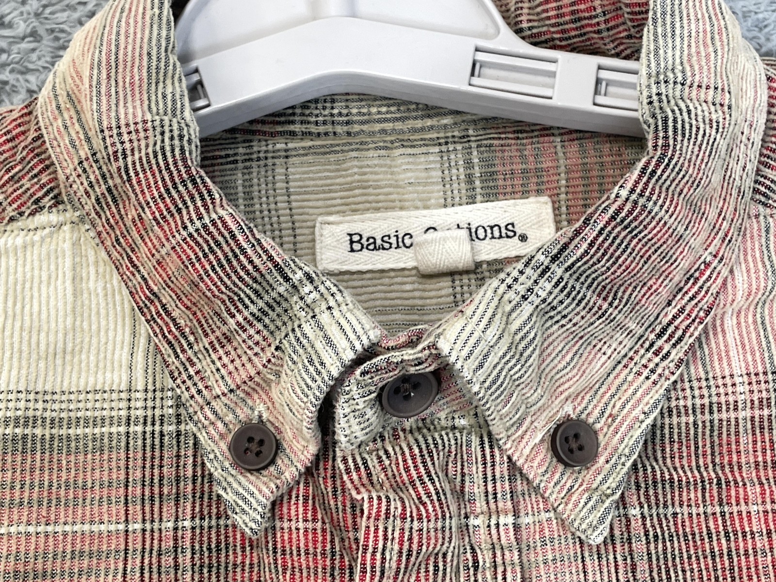 Basic Options Shirt Mens Large Plaid Corduroy LS … - image 5