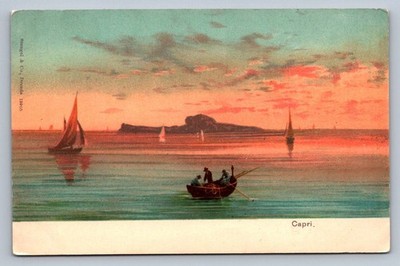 Postcard Italy Capri Sunset Bay Boats Unposted 1907 UDB  P275