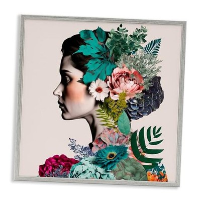  Blooming Flowers Visage Gray Framed Giclee Wall Art Design by Incado, 24 x 24 
