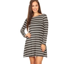 Arizona Jeans Co gray and white striped shift dress size medium