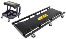 JEGS 81150K Creeper & Mechanic Seat Set Black with JEGS Logo Includes: (1) Lo Bo