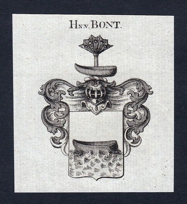 1820 Bont Wappen Adel coat of arms heraldry Heraldik Kupferstich engraving