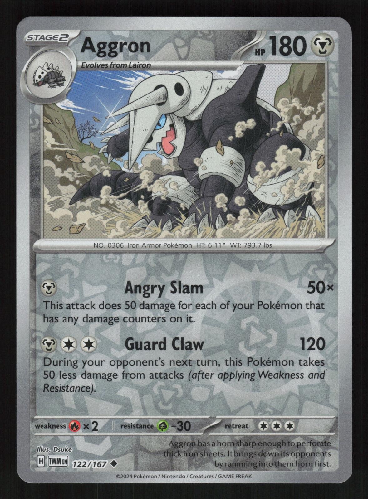 AGGRON - 122/167 - Twilight Masquerade - Pokemon - Reverse Holo - NM/M