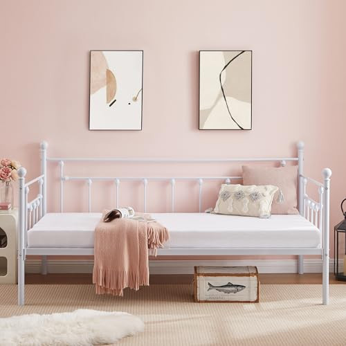 Twin Metal Daybed Frame with Headboard Heavy Duty Platform Sofa Bed