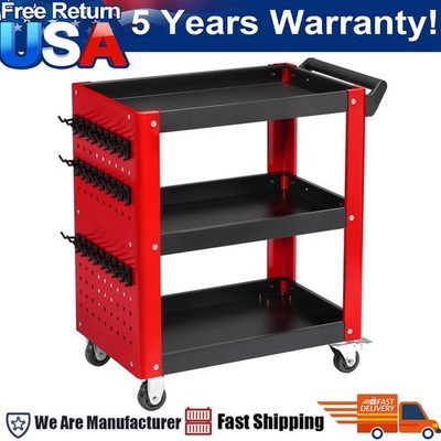 Chinrose Tool Cart on Wheels 1000lbs Rolling Work Cart with Pegboard Black&Red