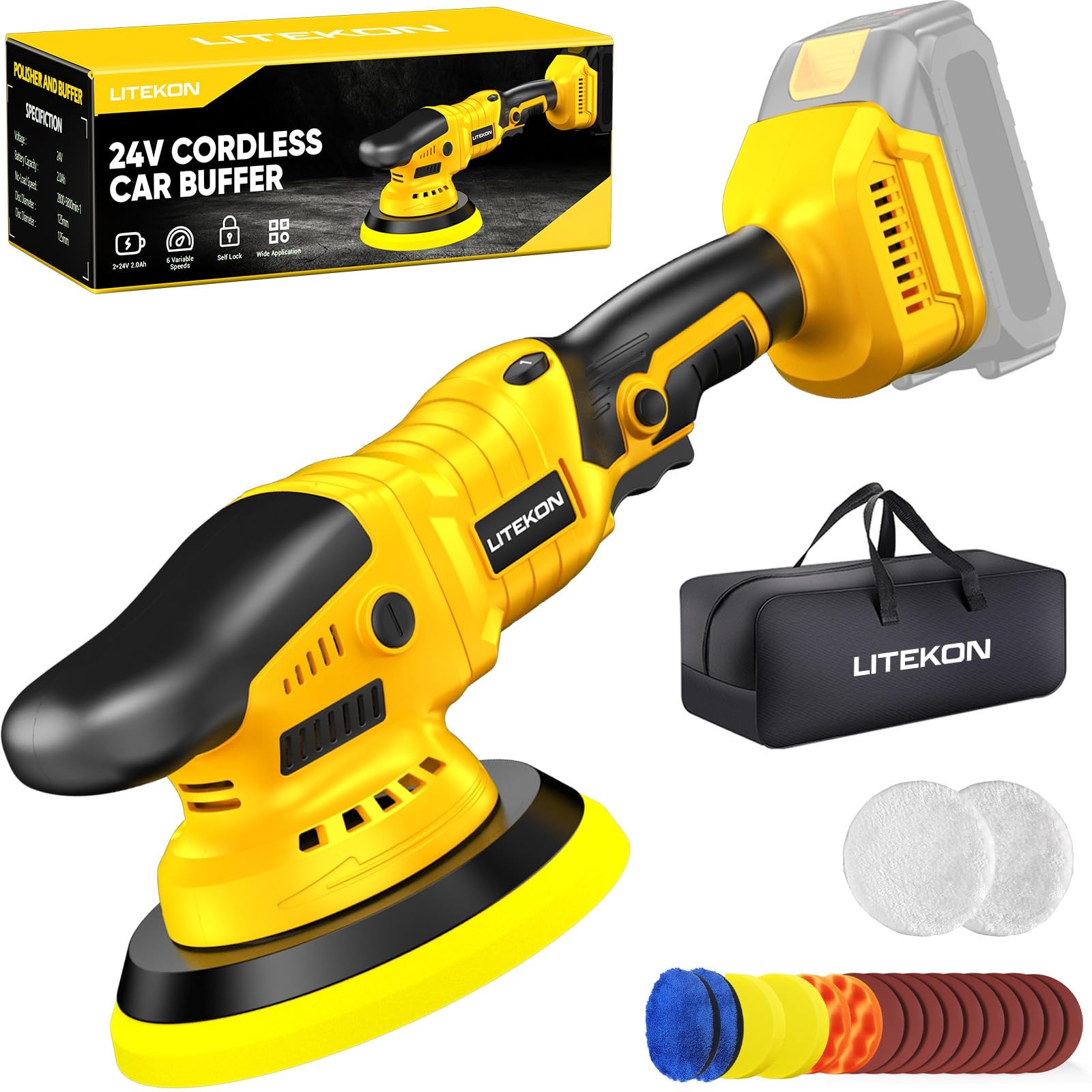 Cordless Buffer Polisher Kit Compatible With De-Walt 20V Bat