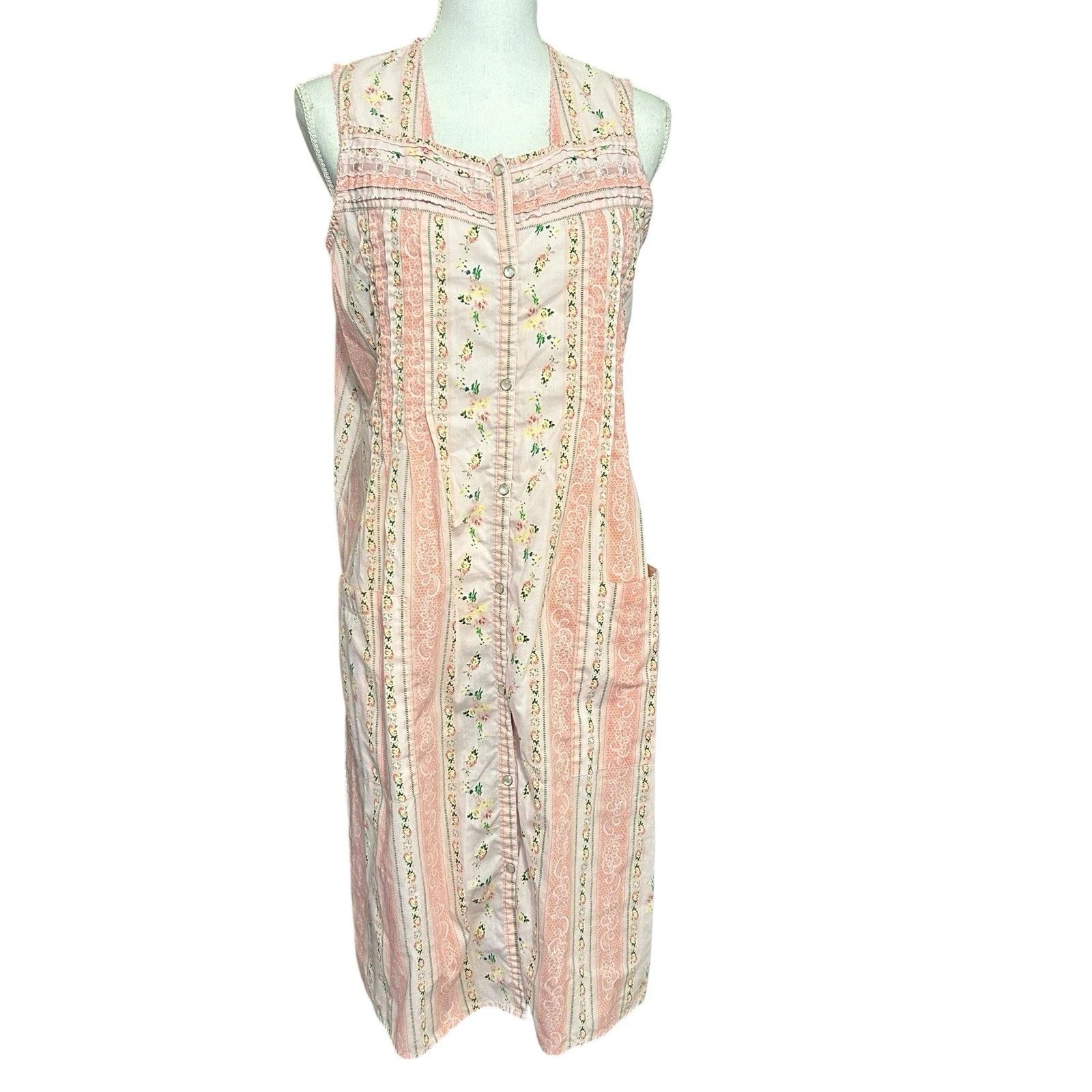 VALENTINO Vintage Kmart rosa K casa cappotto accappatoio piccolo perla scatto civetta Ditsy floreale kitschy