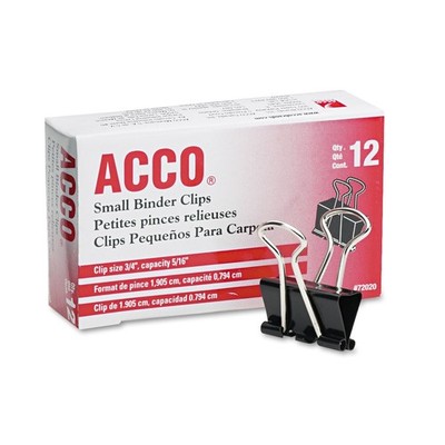 Small Binder Clips, Steel Wire, 5/16'' Capacity, 12/Pack 5/16'', Black/Silver